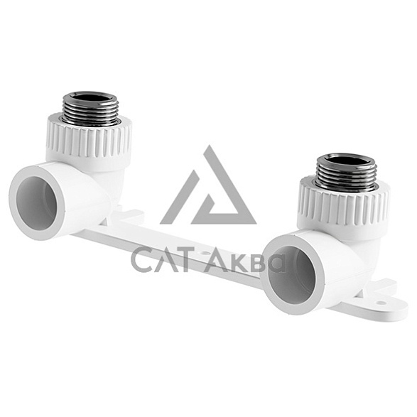 Отвод SLT AQUA PP-R двойной с креплением комбинированный НР